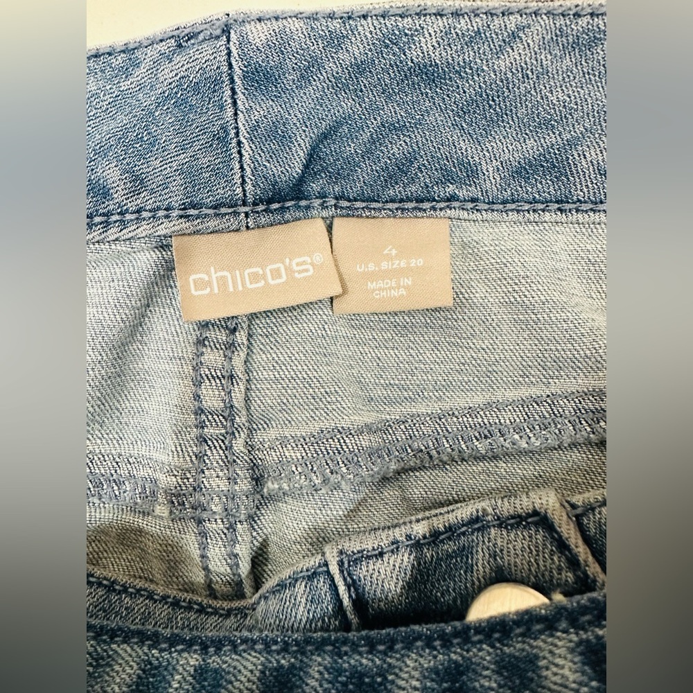 Chico’s Button Front Denim Skirt Size 4 (20) Blue With Removable Belt NWT - Picture 6 of 11